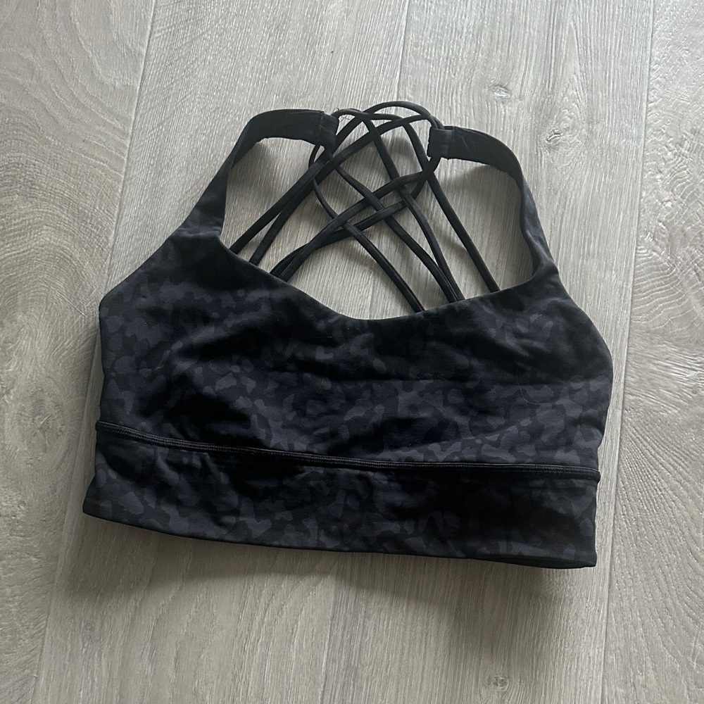 lululemon athletica Black Strappy Sports Bra leopard